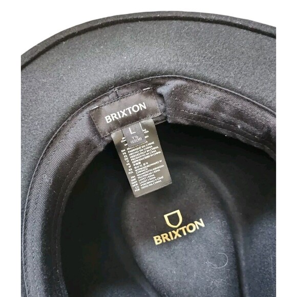 Brixton Messer Fedora Unisex L (7 1/2) Black Boho Classic Medium Brim Grandpa - Picture 6 of 7
